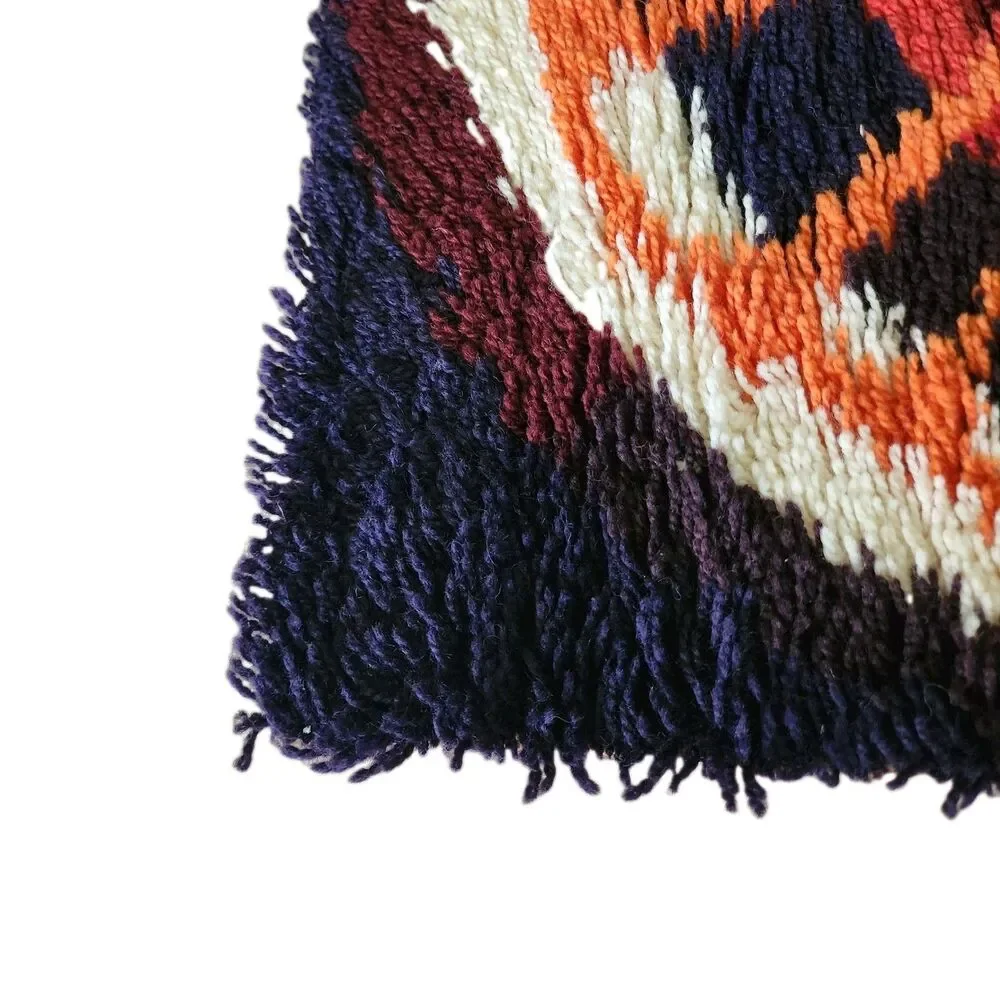 Vintage 1960s DAN RYA Danish Wool Shag Rug Wall Hanging MCM 27x27